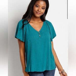 Maurice’s Teal Flutter Sleeve Blouse